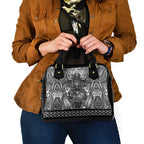 New Zealand Taiaha Maori Shoulder Handbag Kiwikiwi Minimalist Silver Fern Tukutuku Motif