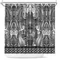 New Zealand Taiaha Maori Shower Curtain Kiwikiwi Minimalist Silver Fern Tukutuku Motif