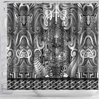 New Zealand Taiaha Maori Shower Curtain Kiwikiwi Minimalist Silver Fern Tukutuku Motif