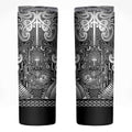 Custom New Zealand Taiaha Maori Skinny Tumbler Kiwikiwi Minimalist Silver Fern Tukutuku Motif