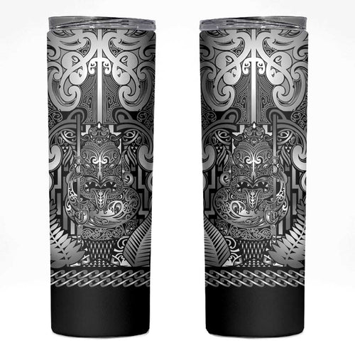 Custom New Zealand Taiaha Maori Skinny Tumbler Kiwikiwi Minimalist Silver Fern Tukutuku Motif