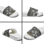 New Zealand Taiaha Maori Slide Sandals Kiwikiwi Minimalist Silver Fern Tukutuku Motif