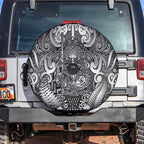 New Zealand Taiaha Maori Spare Tire Cover Kiwikiwi Minimalist Silver Fern Tukutuku Motif