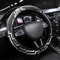 New Zealand Taiaha Maori Steering Wheel Cover Kiwikiwi Minimalist Silver Fern Tukutuku Motif