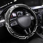 New Zealand Taiaha Maori Steering Wheel Cover Kiwikiwi Minimalist Silver Fern Tukutuku Motif