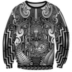 Custom New Zealand Taiaha Maori Sweatshirt Kiwikiwi Minimalist Silver Fern Tukutuku Motif