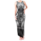 Custom New Zealand Taiaha Maori Tank Maxi Dress Kiwikiwi Minimalist Silver Fern Tukutuku Motif