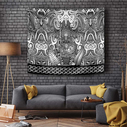 New Zealand Taiaha Maori Tapestry Kiwikiwi Minimalist Silver Fern Tukutuku Motif