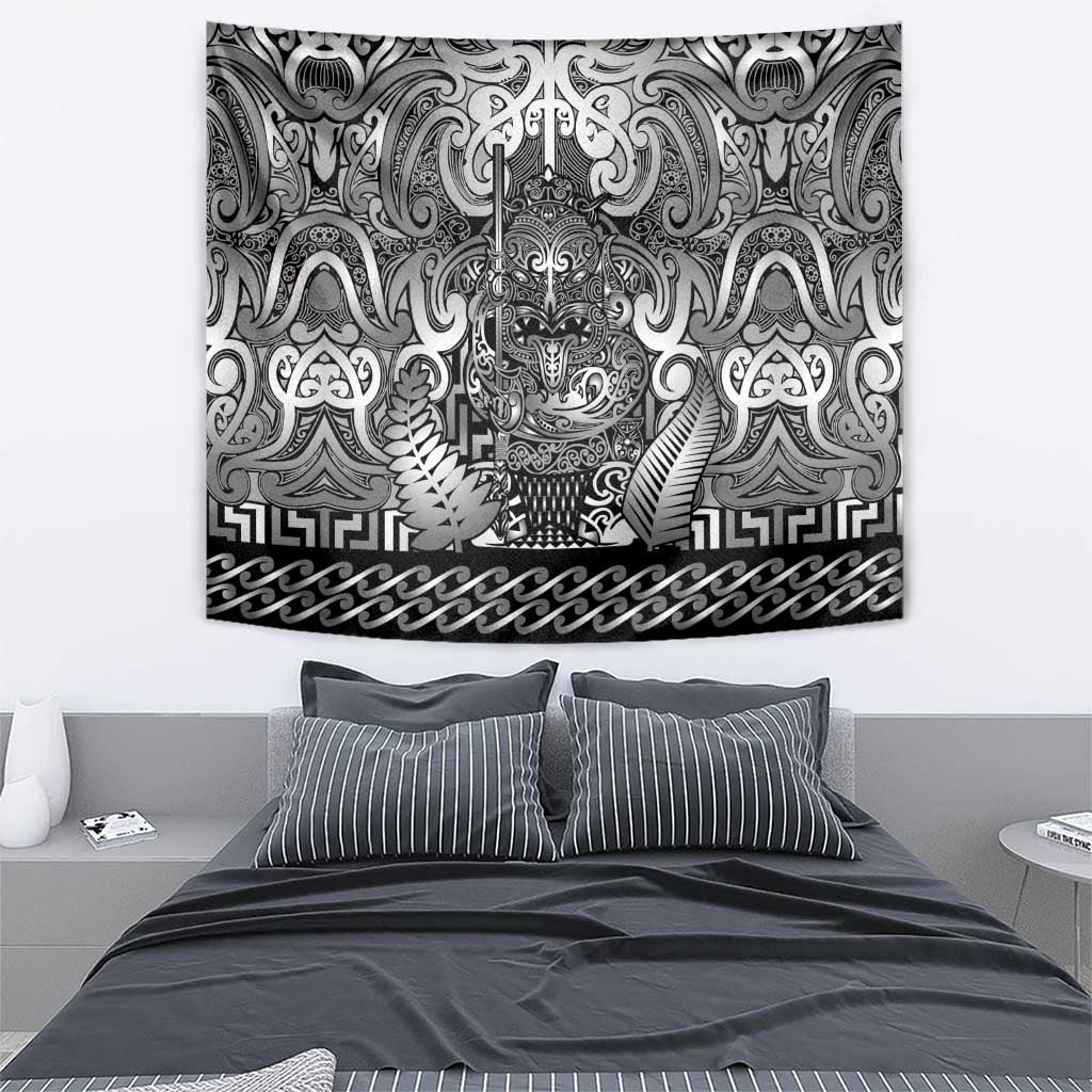 New Zealand Taiaha Maori Tapestry Kiwikiwi Minimalist Silver Fern Tukutuku Motif