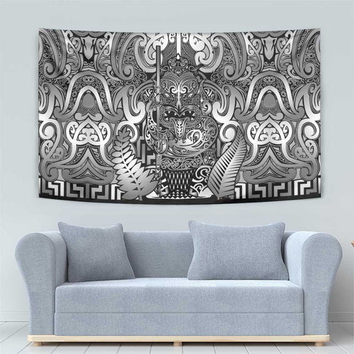 New Zealand Taiaha Maori Tapestry Kiwikiwi Minimalist Silver Fern Tukutuku Motif