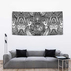 New Zealand Taiaha Maori Tapestry Kiwikiwi Minimalist Silver Fern Tukutuku Motif
