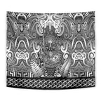 New Zealand Taiaha Maori Tapestry Kiwikiwi Minimalist Silver Fern Tukutuku Motif