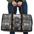 New Zealand Taiaha Maori Travel Bag Kiwikiwi Minimalist Silver Fern Tukutuku Motif