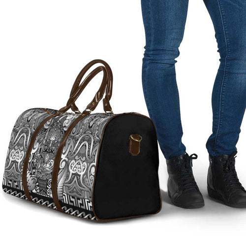 New Zealand Taiaha Maori Travel Bag Kiwikiwi Minimalist Silver Fern Tukutuku Motif