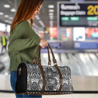 New Zealand Taiaha Maori Travel Bag Kiwikiwi Minimalist Silver Fern Tukutuku Motif