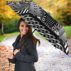 New Zealand Taiaha Maori Umbrella Kiwikiwi Minimalist Silver Fern Tukutuku Motif