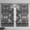 New Zealand Taiaha Maori Window Curtain Kiwikiwi Minimalist Silver Fern Tukutuku Motif