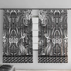 New Zealand Taiaha Maori Window Curtain Kiwikiwi Minimalist Silver Fern Tukutuku Motif