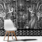 New Zealand Taiaha Maori Window Curtain Kiwikiwi Minimalist Silver Fern Tukutuku Motif