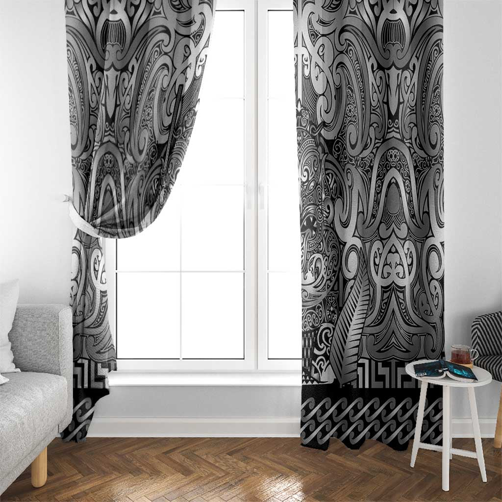 New Zealand Taiaha Maori Window Curtain Kiwikiwi Minimalist Silver Fern Tukutuku Motif