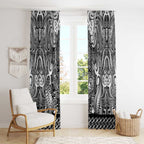 New Zealand Taiaha Maori Window Curtain Kiwikiwi Minimalist Silver Fern Tukutuku Motif