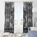 New Zealand Taiaha Maori Window Curtain Kiwikiwi Minimalist Silver Fern Tukutuku Motif