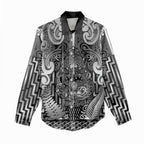 Custom New Zealand Taiaha Maori Women Casual Shirt Kiwikiwi Minimalist Silver Fern Tukutuku Motif