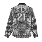 Custom New Zealand Taiaha Maori Women Casual Shirt Kiwikiwi Minimalist Silver Fern Tukutuku Motif