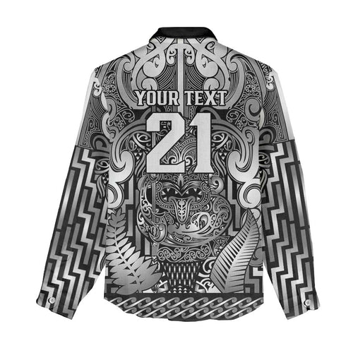 Custom New Zealand Taiaha Maori Women Casual Shirt Kiwikiwi Minimalist Silver Fern Tukutuku Motif