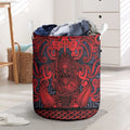 New Zealand Taiaha Maori Laundry Basket Whero Minimalist Silver Fern Tukutuku Motif