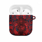 New Zealand Taiaha Maori AirPods Case Whero Minimalist Silver Fern Tukutuku Motif
