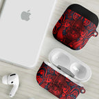 New Zealand Taiaha Maori AirPods Case Whero Minimalist Silver Fern Tukutuku Motif