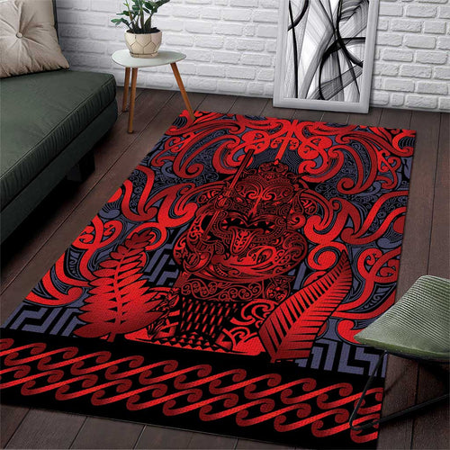New Zealand Taiaha Maori Area Rug Whero Minimalist Silver Fern Tukutuku Motif