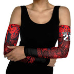 Custom New Zealand Taiaha Maori Arm Sleeves Whero Minimalist Silver Fern Tukutuku Motif