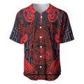 Custom New Zealand Taiaha Maori Baseball Jersey Whero Minimalist Silver Fern Tukutuku Motif