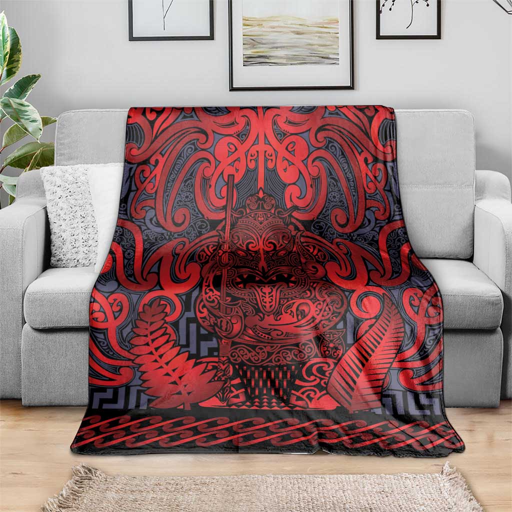 New Zealand Taiaha Maori Blanket Whero Minimalist Silver Fern Tukutuku Motif