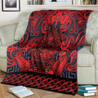 New Zealand Taiaha Maori Blanket Whero Minimalist Silver Fern Tukutuku Motif