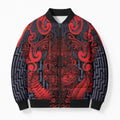 Custom New Zealand Taiaha Maori Bomber Puffer Jacket Whero Minimalist Silver Fern Tukutuku Motif