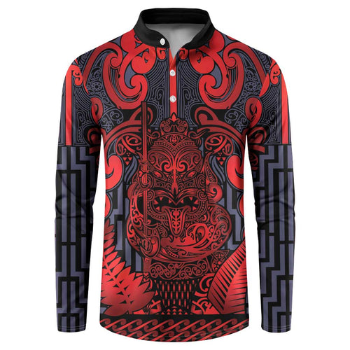 Custom New Zealand Taiaha Maori Button Sweatshirt Whero Minimalist Silver Fern Tukutuku Motif