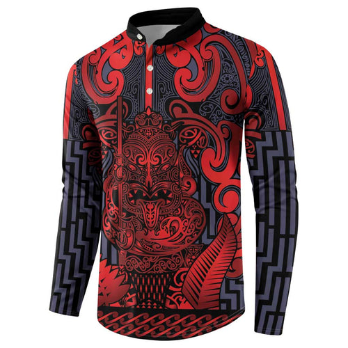Custom New Zealand Taiaha Maori Button Sweatshirt Whero Minimalist Silver Fern Tukutuku Motif