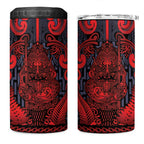 Custom New Zealand Taiaha Maori 4 in 1 Can Cooler Tumbler Whero Minimalist Silver Fern Tukutuku Motif