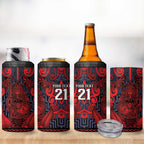 Custom New Zealand Taiaha Maori 4 in 1 Can Cooler Tumbler Whero Minimalist Silver Fern Tukutuku Motif
