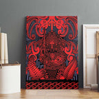 New Zealand Taiaha Maori Canvas Wall Art Whero Minimalist Silver Fern Tukutuku Motif
