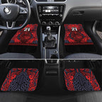 Custom New Zealand Taiaha Maori Car Mats Whero Minimalist Silver Fern Tukutuku Motif