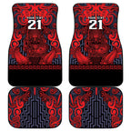 Custom New Zealand Taiaha Maori Car Mats Whero Minimalist Silver Fern Tukutuku Motif