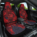 New Zealand Taiaha Maori Car Seat Cover Whero Minimalist Silver Fern Tukutuku Motif