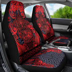 New Zealand Taiaha Maori Car Seat Cover Whero Minimalist Silver Fern Tukutuku Motif