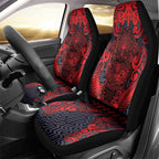 New Zealand Taiaha Maori Car Seat Cover Whero Minimalist Silver Fern Tukutuku Motif