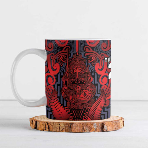 Custom New Zealand Taiaha Maori Ceramic Mug Whero Minimalist Silver Fern Tukutuku Motif