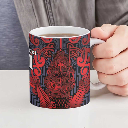 Custom New Zealand Taiaha Maori Ceramic Mug Whero Minimalist Silver Fern Tukutuku Motif
